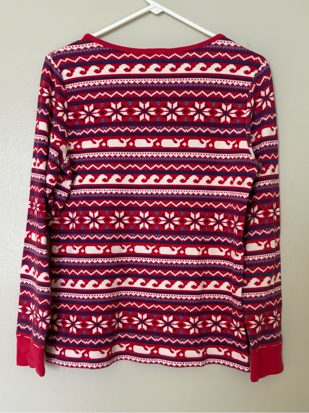Vineyard Vines Red, White & Navy Holiday Henley Pajama Top - Picture 3 of 3